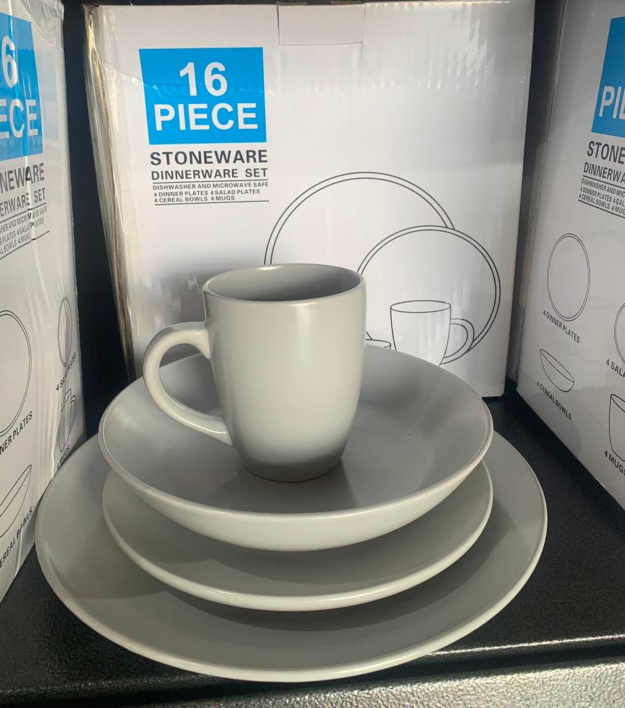 16 pcs dinner set Gray