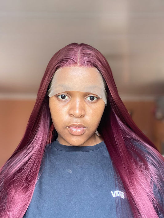 30" Frontal Human Hair Blend Maroon