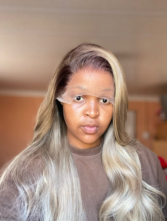 26" Frontal Human Hair Blend Highlight