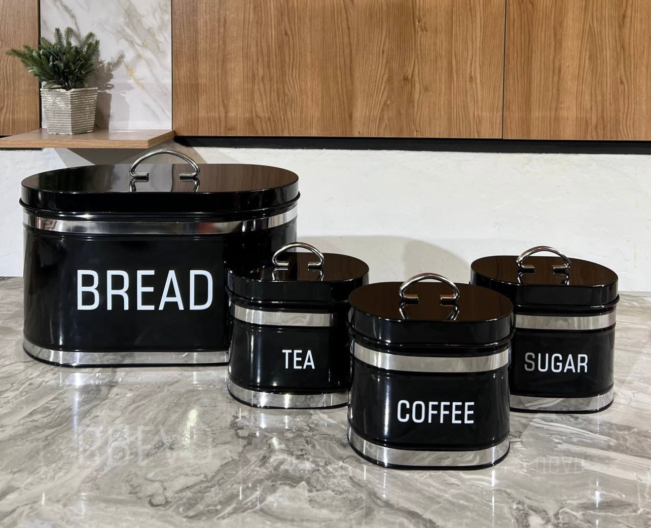 4pcs bread cabinet Black   Set